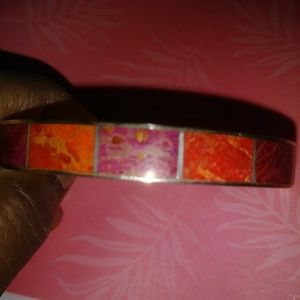 Beautiful Coral And Sterling Silver Bracelet